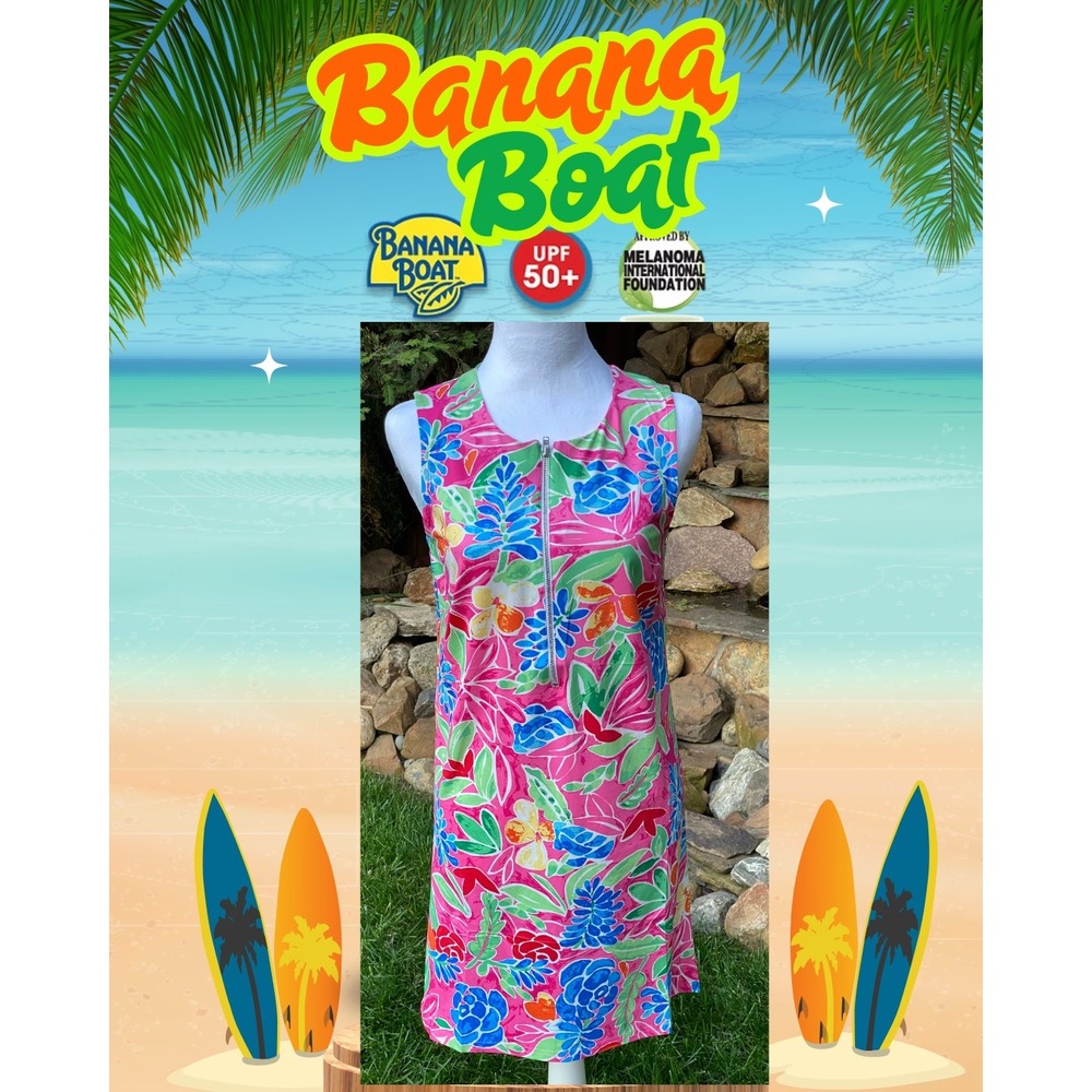 Banana Boat Sundress Size Medium Pink Floral UPF 50+ New With Tags